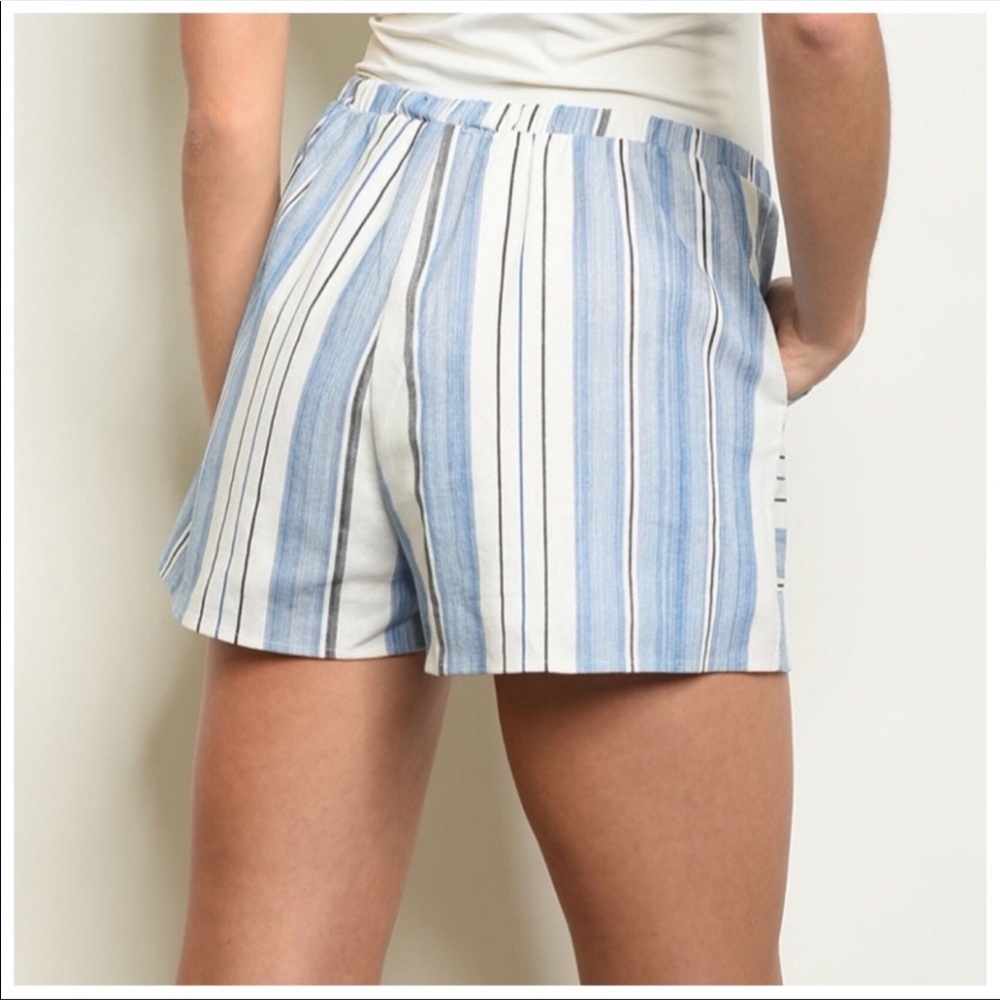 Peach Love Light Blue Striped Shorts - Picture 3 of 3